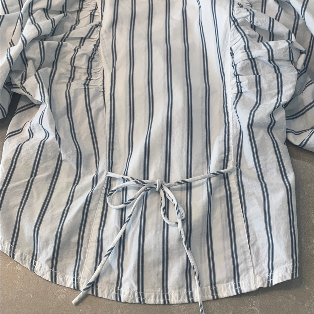 Free People Striped Blouse Tie Back Detail - Sz M - Picture 3 of 6